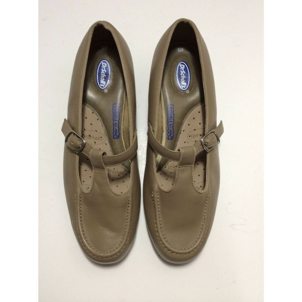 Dr Scholls Shoes Leather Pumps Comfort Size 8.5 W Double Air Pillo Olive Flats - Picture 2 of 11